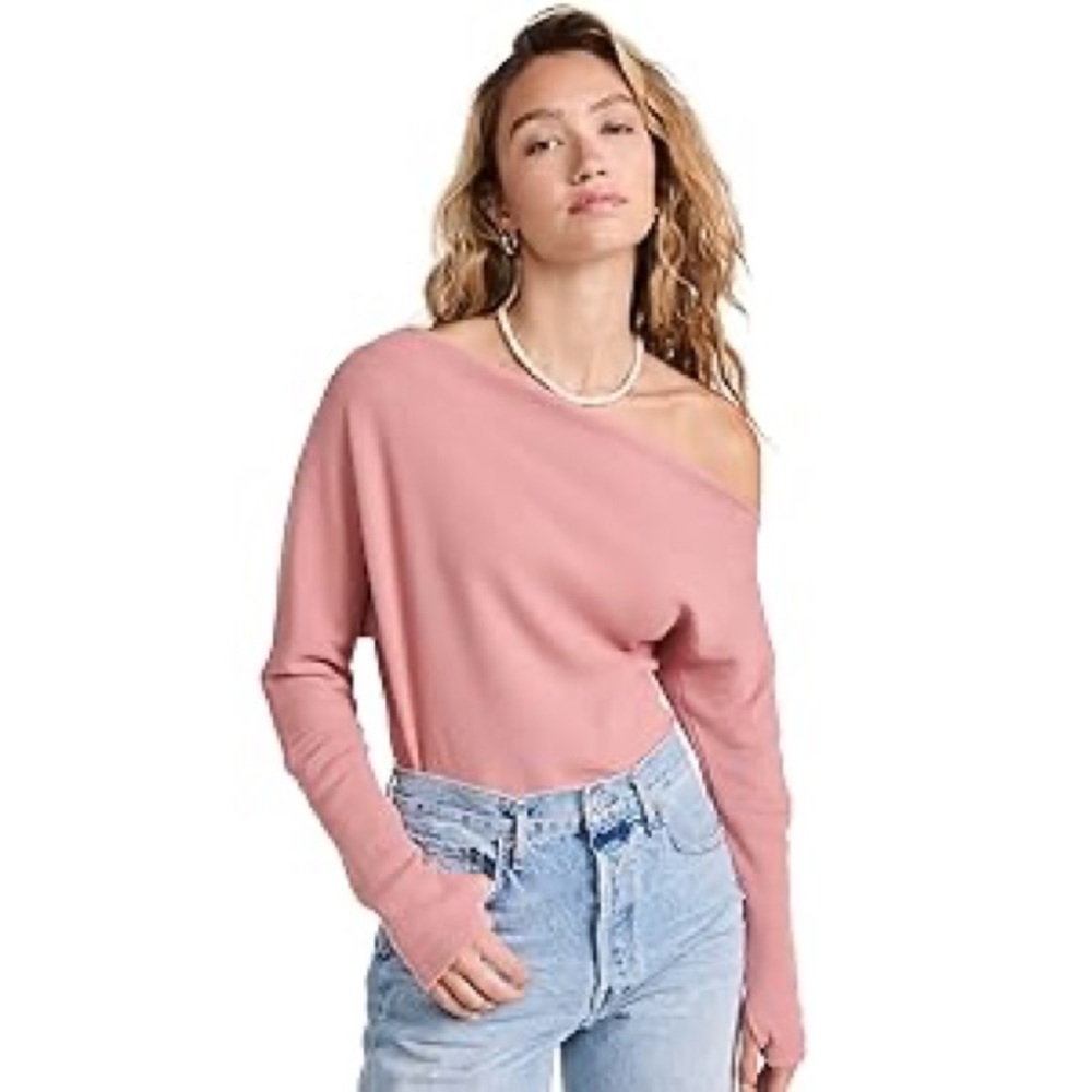 We The Free Pink Long Sleeve Off the Shoulder Top